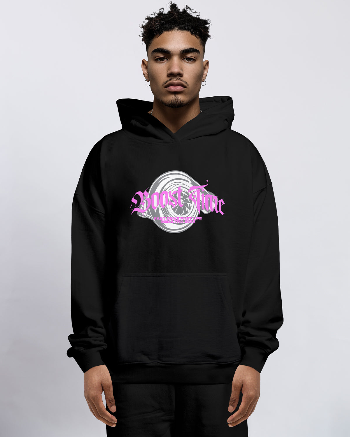 Boost Time Turbocharger Oversized Hoodie Frontprint