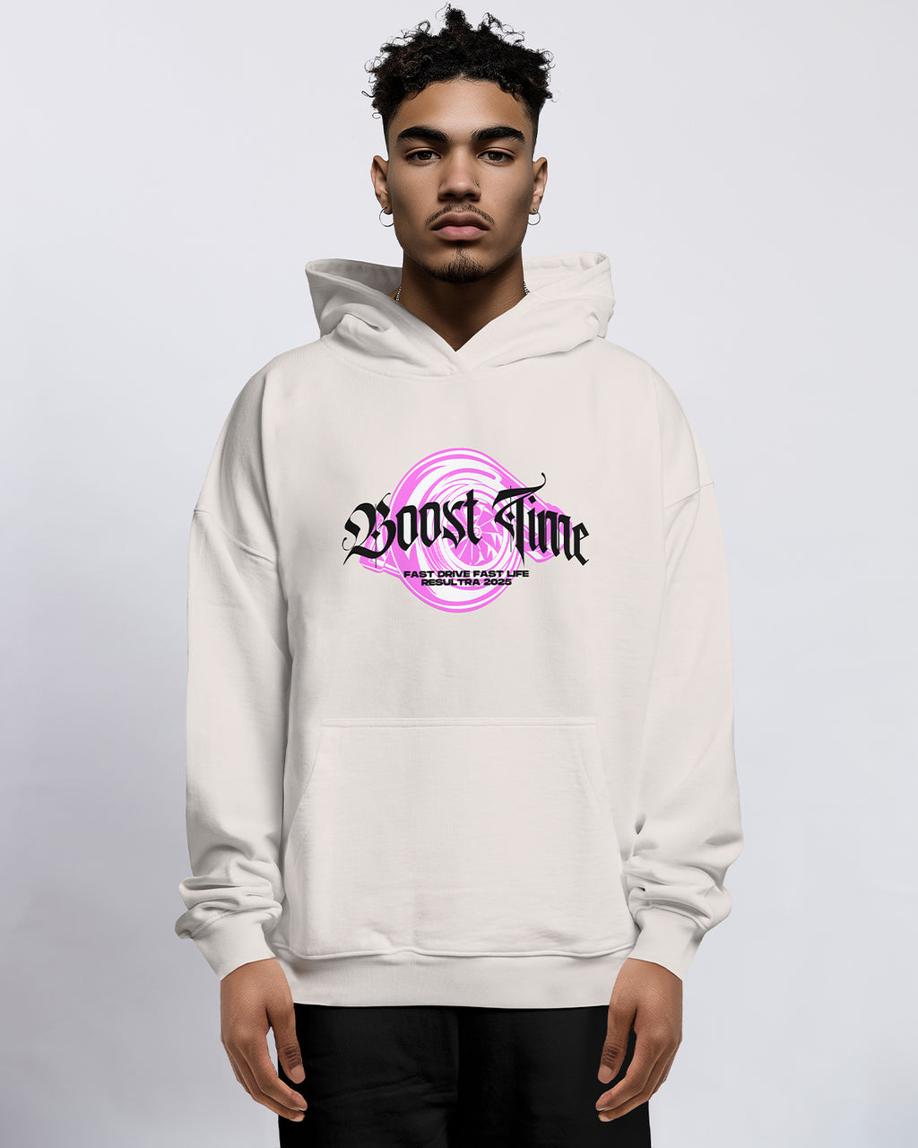 Boost Time Turbocharger Oversized Hoodie Frontprint