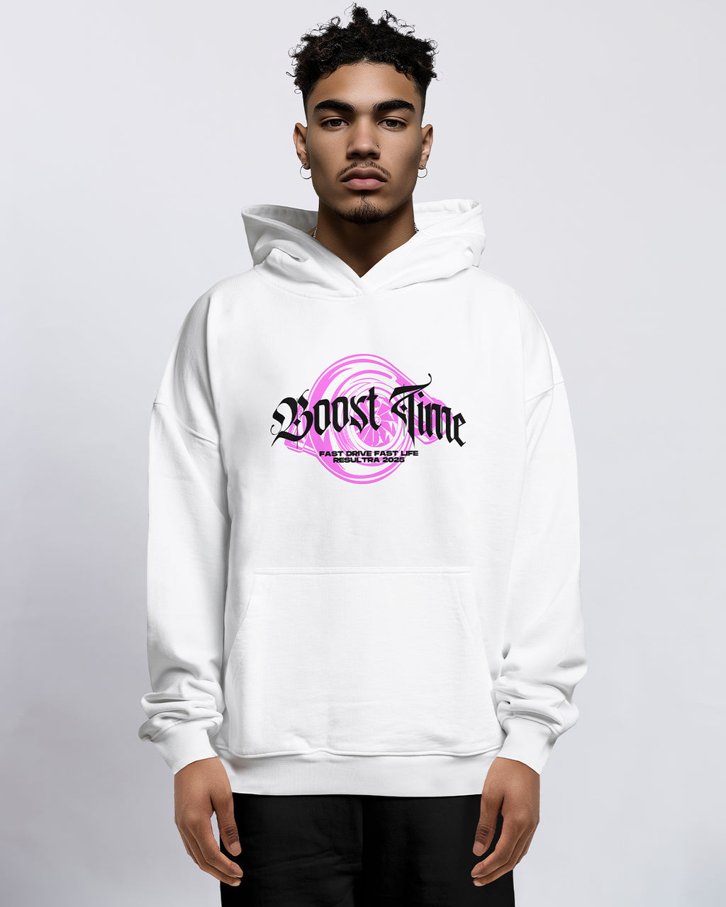 Boost Time Turbocharger Oversized Hoodie Frontprint