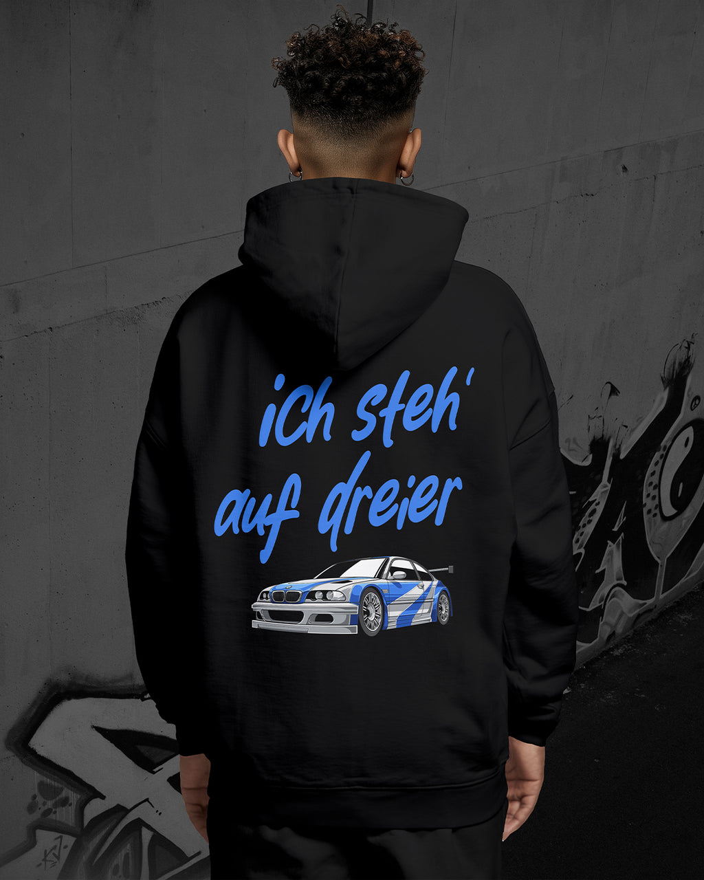 Ich steh' auf Dreier Oversized Hoodie Frontprint