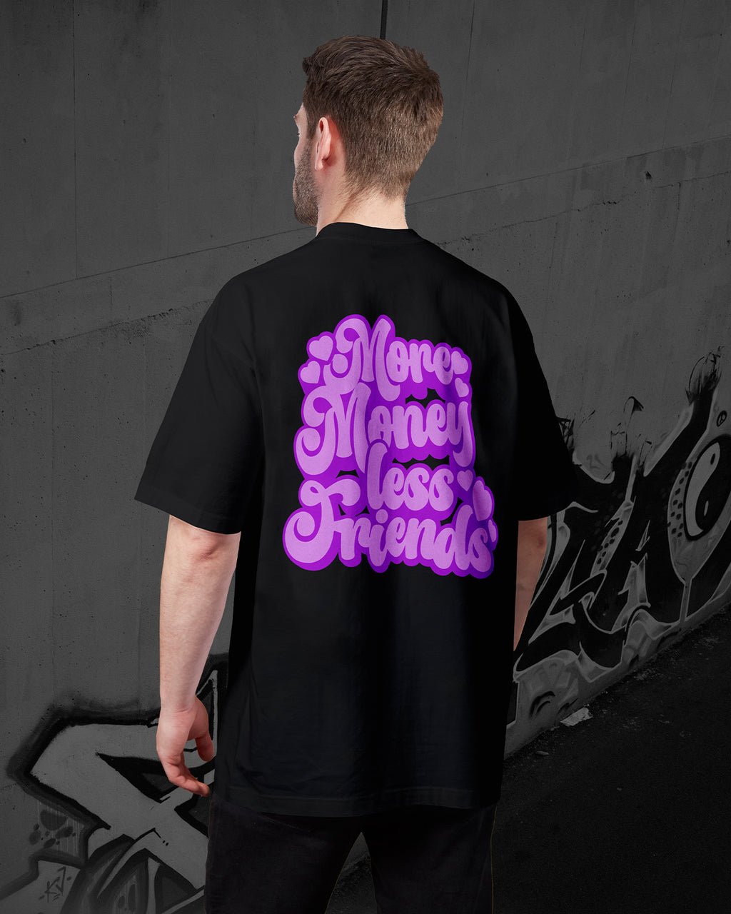 RESULTRA MORE MONEY LESS FRIENDS - Oversized T-Shirt